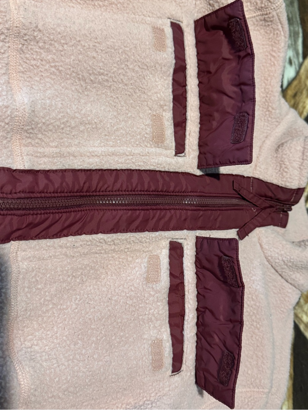 Columbia Pink Teddy Fleece Jacket with Burgundy Trim - Picture 3 of 6